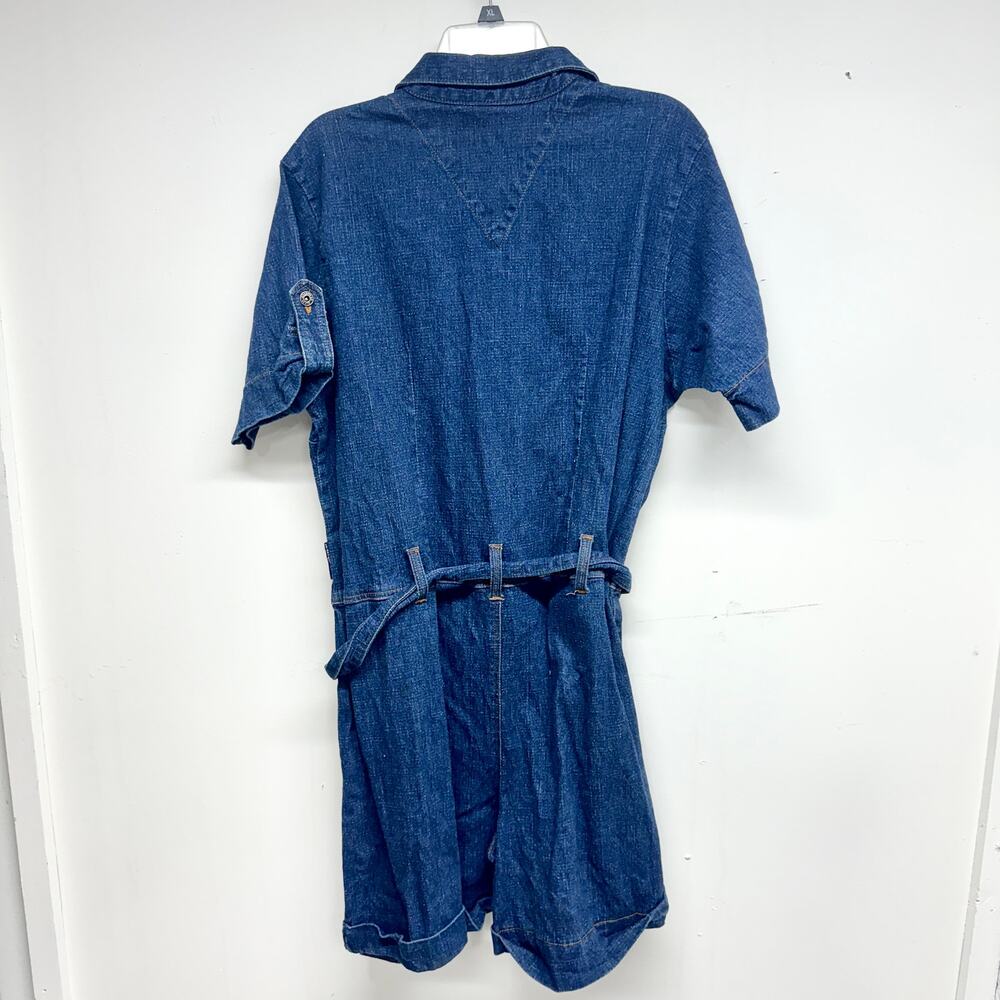 Vtg STARWEAR DENIM 80's Jumpsuit Romper Blue Jean Belted Short Sleeve 3X - Picture 3 of 3